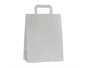 Papir bæreposer hvite med flate håndtak 260x155x340 mm | 16 liter | 90 gr. hvit 